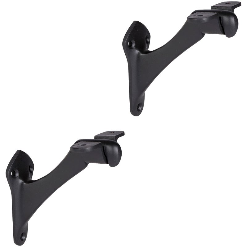 A29 Set of 2 Handrail Brackets, Heavy Duty Metal Railing Brackets, Banister Handrail Brackets for Indoor Stairs, Outdoor, Railholders- Mounting Hardware Included, Black Powder Coat, - Image 1